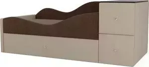 Кровать детская АртМебель Дельта рогожка коричневый/бежевый левый угол
