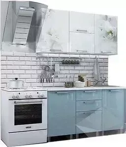 Кухонный гарнитур BTS Бьянка голубые блестки 1,5 м