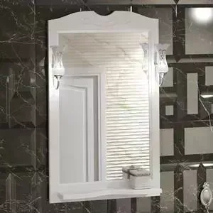 Зеркало OPADIRIS с полкой Клио 65 с светильниками, белый матовый 9003 (00-00000213 + Z0000006243)