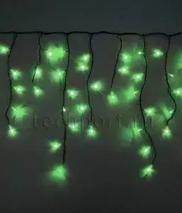 Светодиодная бахрома Light зелёная 3,1x0,5 чёрный PVC провод