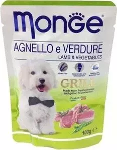 Пауч Monge и Dog Grill lamb Vegetables с ягненкоми овощами для собак 100г