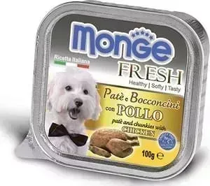 Консервы Monge Dog Fresh Pate and Chunkies with Chicken паштет и кусочки с курицей для собак 100г