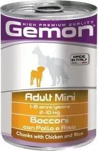 Консервы Gemon Dog Adult Mini Chunks with Chicken and Rice с курицей и рисом кусочки для собак 415г