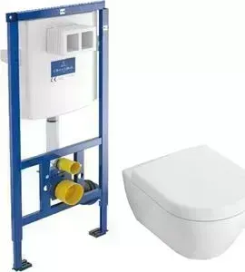 Комплект унитаза с инсталляцией Villeroy Boch Subway с , сиденьем микролифт (9224 6100, 6604 1001, 9M66 S101)