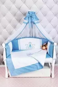 Комплект в кроватку AmaroBaby в PREMIUM 7-ми предметный SWEET DREAMS (сатин, голубой)