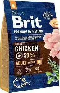 Сухой корм Brit Premium by Nature Adult M Hight in Chicken с курицей для взрослых собак средних пород 3кг (526352)