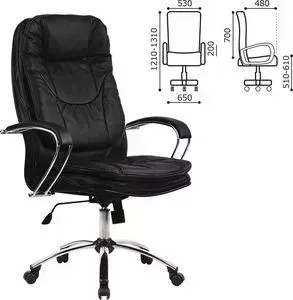 Кресло офисное Metta LK-11CH кожа, хром, черное, ш/к 85789