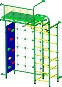 Детский спортивный комплекс ПИОНЕР 10СМ со скалодромом зелено-желтый