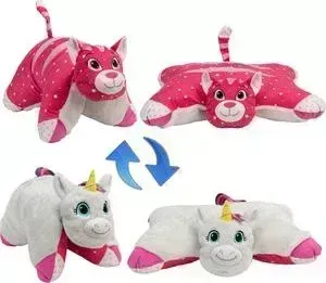 Мягкая игрушка 1TOY Подушка Вывернушка 2в1,Белый Единорог-Розовая Кошечка (Т12040)
