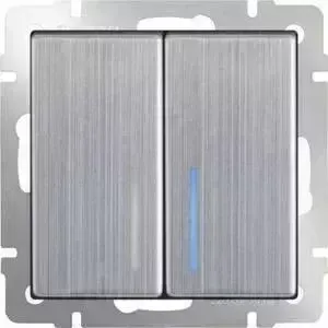 Выключатель двухклавишный проходной Werkel глянцевый никель WL02-SW-2G-2W-LED