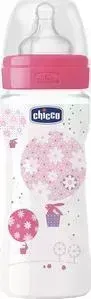 Бутылочка CHICCO Well-being Girl 4 мес.+, сил. соска, быстрый поток, РР, 330 мл