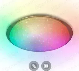 Потолочный светильник Estares Saturn 60W RGB + прозрачный круглый кант