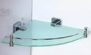 Полка стеклянная RainBowL Cube с ограничителем угловая (2743)