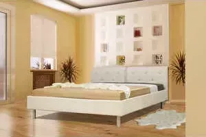 Кровать ОЛМЕКО Анжелика 160х200 бежевый кожзам
