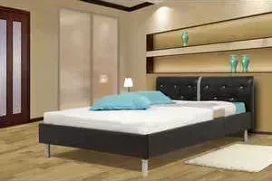Кровать ОЛМЕКО Анжелика 160х200 черный кожзам