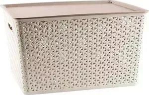 Корзина Handy Home стеллажная пластиковая с крышкой, Д425 Ш360 В240, бежевый