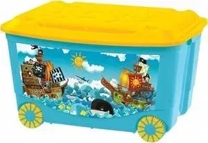 Ящик для игрушек БЫТПЛАСТ на колесах 580х390х335 мм с аппликацией (голубой) (431380902)