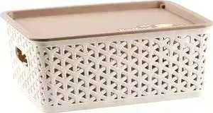 Корзина Handy Home стеллажная пластиковая с крышкой, Д265 Ш200 В100, бежевый