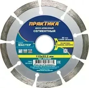 Диск алмазный ПРАКТИКА Мастер 115х22 мм (030 - 665)