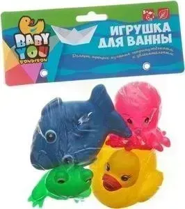 Игровой набор BONDIBON для купания АКУЛА, ЛЯГУШКА, УТКА и ОСЬМИНОГ (ВВ1399)