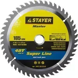 Диск пильный STAYER Super-Line185x20 мм 48Т (3682-185-20-48)