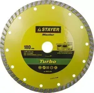 Диск алмазный STAYER Master Турбо, сегментированный 22,2х180 мм (36673-180)