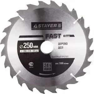 Диск пильный STAYER Fast-Line 250х30 мм 24Т (3680-250-30-24)