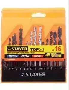 Набор свeрл комбинированный STAYER 16 предметов Standard (29720-H16)