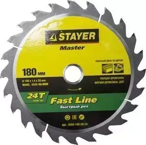 Диск пильный STAYER Fast-Line 180x20 мм 24Т (3680-180-20-24)