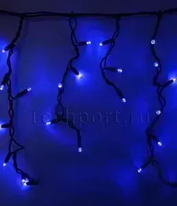 Светодиодная бахрома Light синяя 3,1x0,5 чёрный каучуковый провод