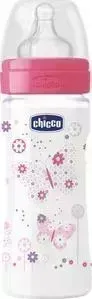 Бутылочка CHICCO Well-being Girl 2 мес.+, сил. соска, перем. поток, РР, 250 мл