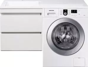 Стиральная машина SAMSUNG с тумбой и раковиной WF8590NLW9 Даллас 120 белая, подвесная левая