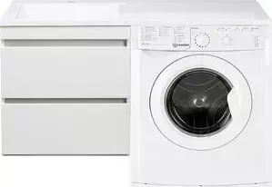 Стиральная машина INDESIT с тумбой и раковиной IWSB 5085 Даллас 120 белая, подвесная левая