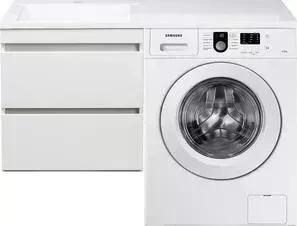 Стиральная машина SAMSUNG с тумбой и раковиной WF8590NLW8 Даллас 120 белая, подвесная левая