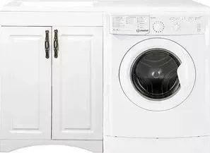 Стиральная машина INDESIT с тумбой и раковиной IWSB 5085 Даллас Классик 120 белая, напольная левая