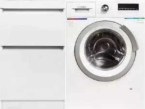 Стиральная машина BOSCH с тумбой и раковиной Serie 6 WLL24241OE Даллас 110 белая, напольная левая