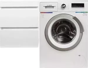 Стиральная машина BOSCH с тумбой и раковиной Serie 6 WLL24241OE Даллас 110 белая, подвесная левая