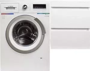 Стиральная машина BOSCH с тумбой и раковиной Serie 6 WLL24241OE Даллас 110 белая, подвесная правая