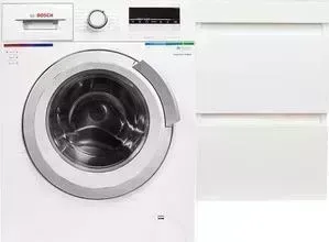 Стиральная машина BOSCH с тумбой и раковиной Serie 6 WLL24266OE Даллас 100 белая, подвесная правая