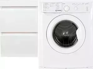 Стиральная машина INDESIT с тумбой и раковиной IWSB 5085 Даллас 100 белая, подвесная левая