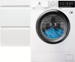 Стиральная машина ELECTROLUX с тумбой и раковиной PerfectCare 600 EW6S3R07SI Даллас 100 белая, подвесная левая
