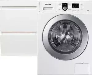 Стиральная машина SAMSUNG с тумбой и раковиной WF8590NLW9 Даллас 100 белая, подвесная левая