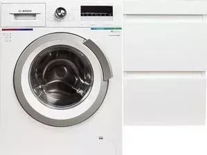 Стиральная машина BOSCH с тумбой и раковиной Serie 6 WLL24241OE Даллас 100 белая, подвесная правая