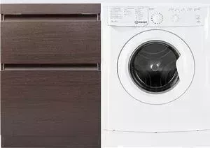 Стиральная машина INDESIT с тумбой и раковиной IWSB 5085 Даллас 120 венге, напольная левая