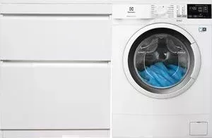 Стиральная машина ELECTROLUX с тумбой и раковиной PerfectCare 600 EW6S4R27W Даллас 130 белая, напольная левая