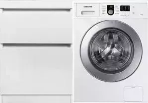 Стиральная машина SAMSUNG с тумбой и раковиной WF8590NLW9 Даллас 120 белая, напольная левая