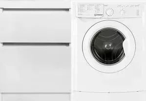 Стиральная машина INDESIT с тумбой и раковиной IWSB 5085 Даллас 120 белая, напольная левая