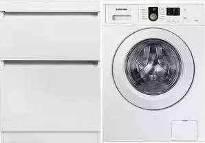 Стиральная машина SAMSUNG с тумбой и раковиной WF8590NLW8 Даллас 120 белая, напольная левая