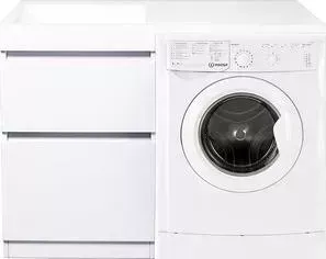 Стиральная машина INDESIT с тумбой и раковиной IWSB 5085 Даллас 115 белая, напольная левая