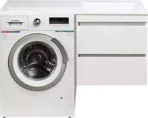 Стиральная машина BOSCH с тумбой и раковиной Serie 6 WLL24241OE Даллас 120 белая, подвесная правая